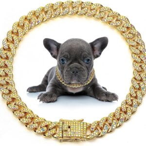 Dog Necklace Metal Cat Chain Pet Crystal Collar Jewelry Accessories For Small Medium Large Dogs Cats
